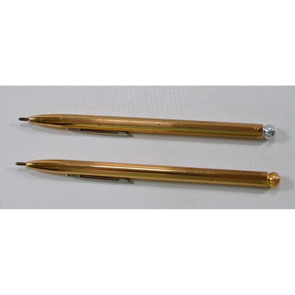 Vintage Tilt-a-matic Gold‎ Tone Metal Mechanical Pen Set in Plastic Case
